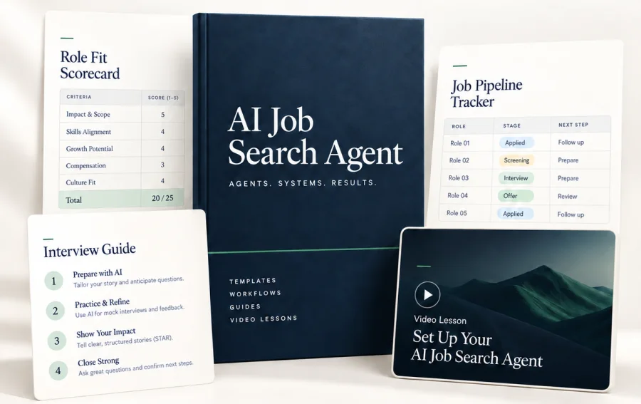 The AI Job Search Agent kit: guide, fit scorecard, application tracker and interview guide